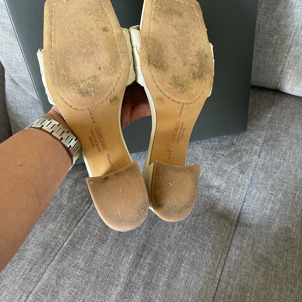 Vince Camuto Beige Ivory  Woven Heeled Sandals size 8.5 - Picture 5 of 8